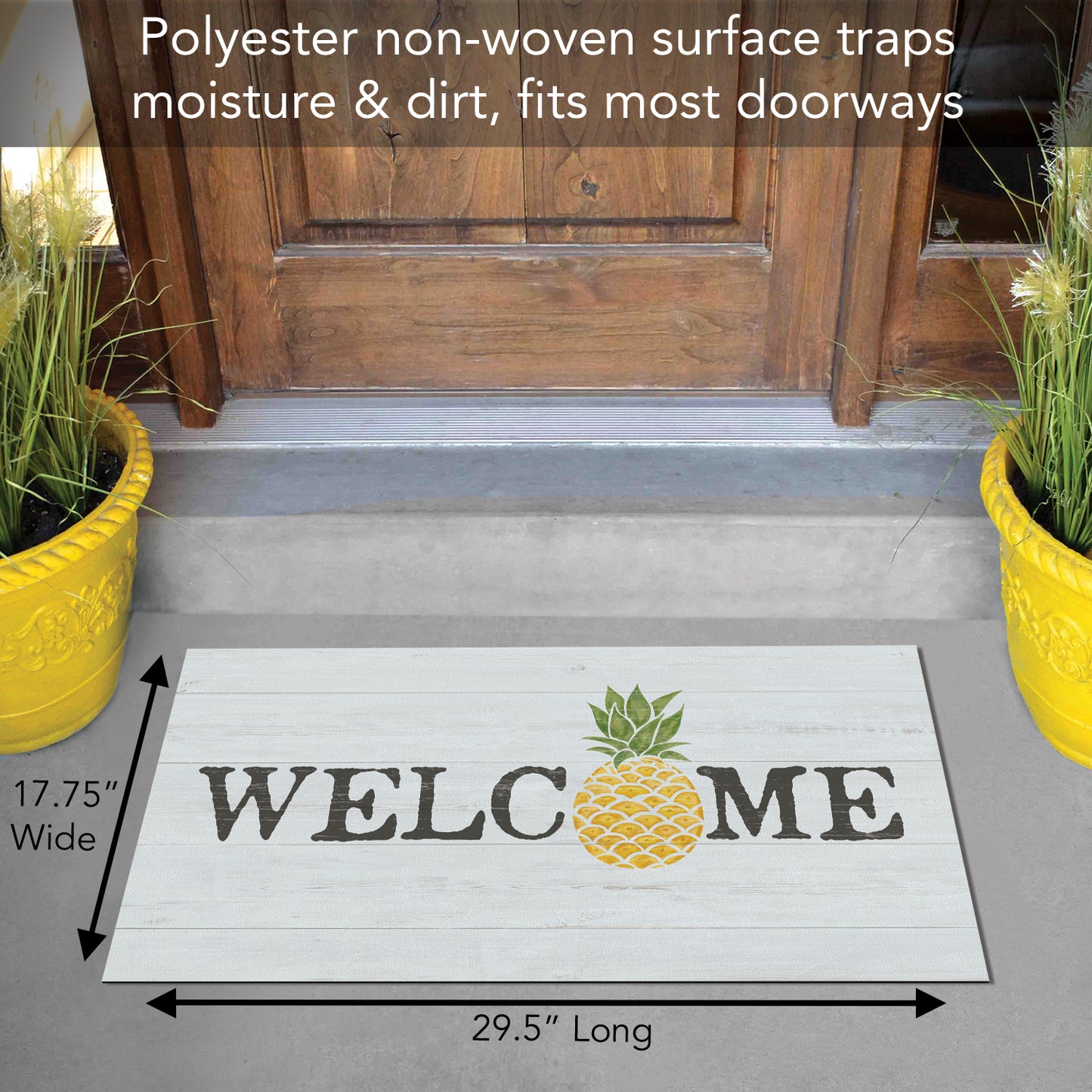 Counterart Welcome Pineapple Indoor/Outdoor Entryway Floor Mat Manufactured in the USA 29.5" by 17.75"