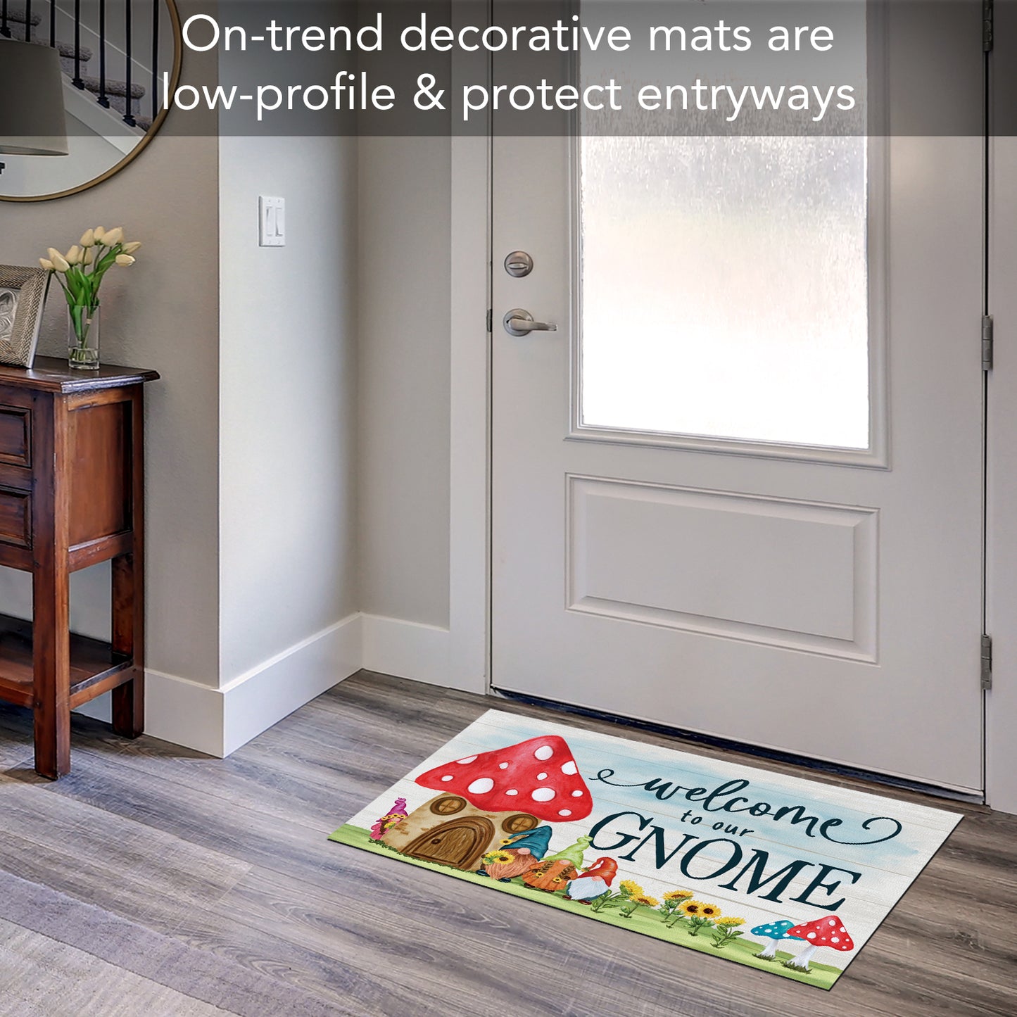 Counterart Welcome to Our Gnome Indoor/Outdoor Entryway Floor Mat Manufactured in the USA 29.5" by 17.75"