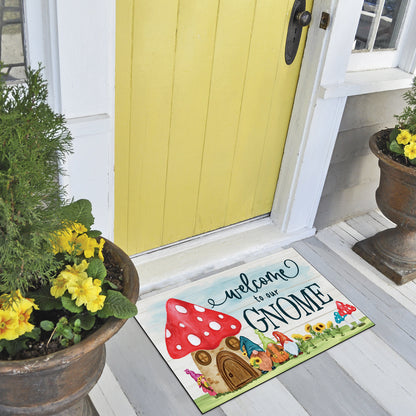 Counterart Welcome to Our Gnome Indoor/Outdoor Entryway Floor Mat Manufactured in the USA 29.5" by 17.75"