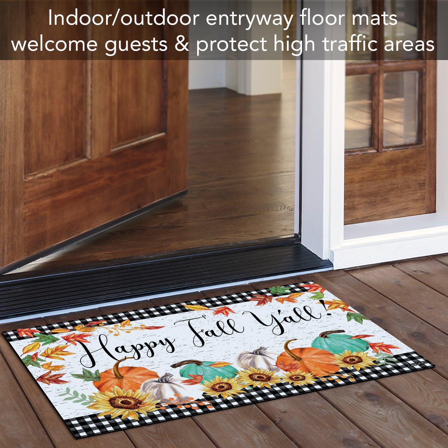 Counterart Happy Fall Ya'll Indoor/Outdoor Entryway Mat Made in the USA 29.5" by 17.75"