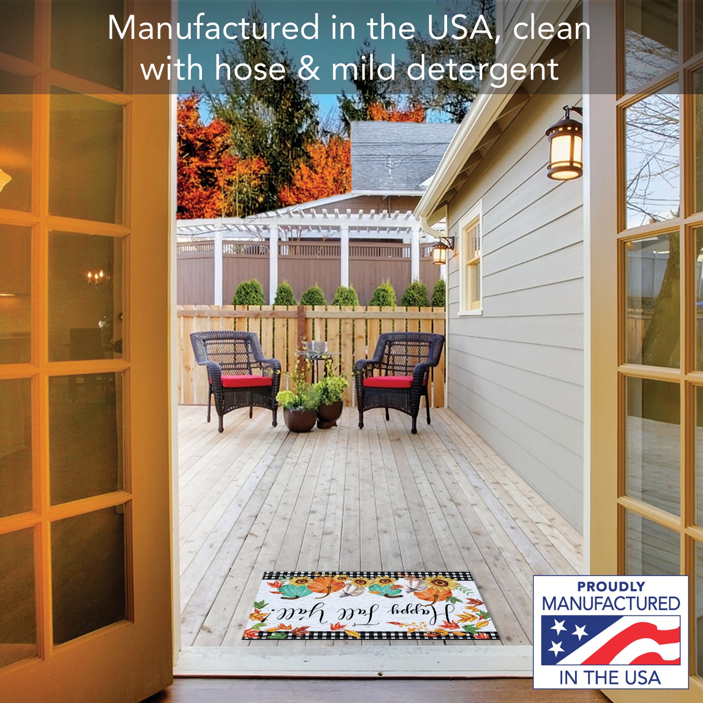 Counterart Happy Fall Ya'll Indoor/Outdoor Entryway Mat Made in the USA 29.5" by 17.75"