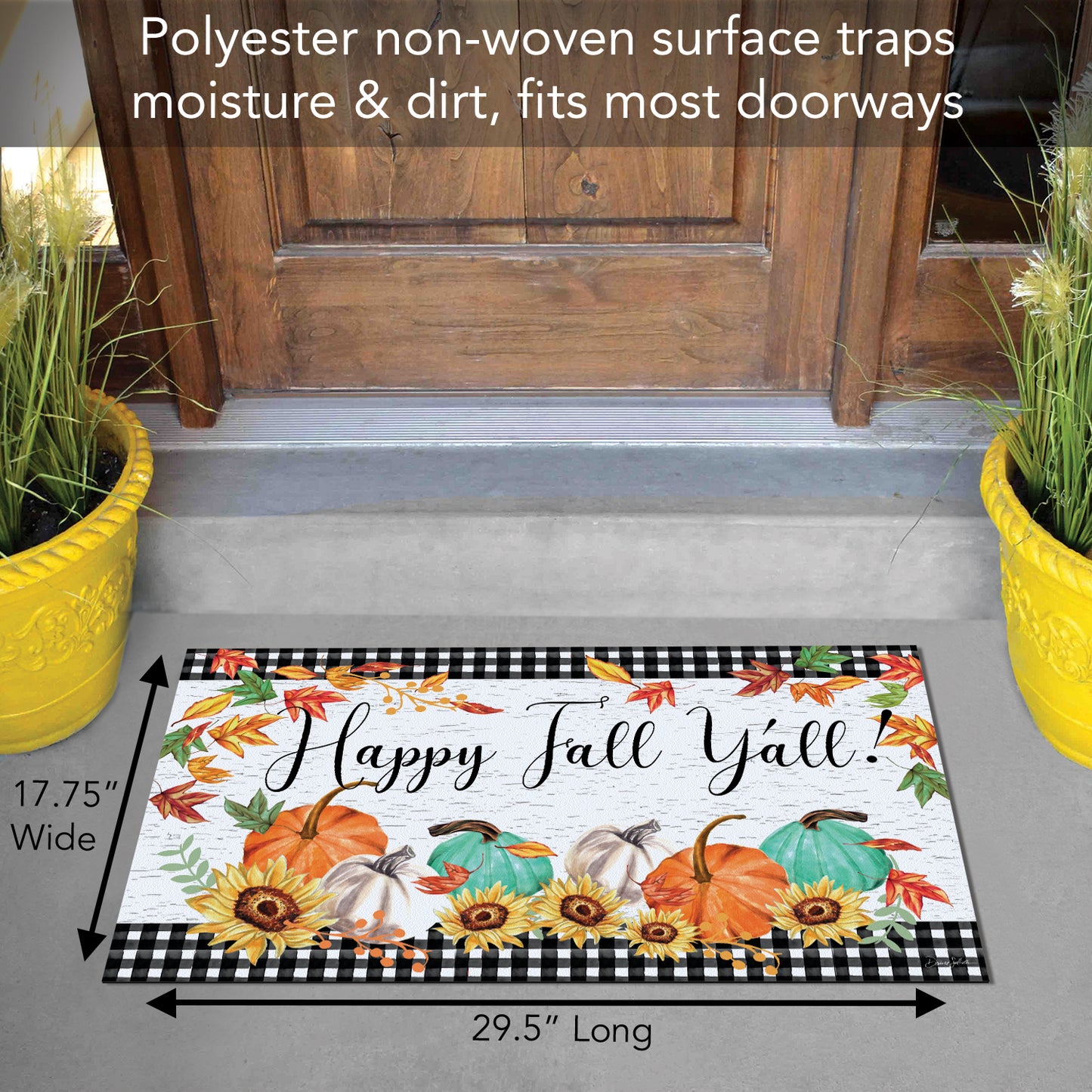 Counterart Happy Fall Ya'll Indoor/Outdoor Entryway Mat Made in the USA 29.5" by 17.75"