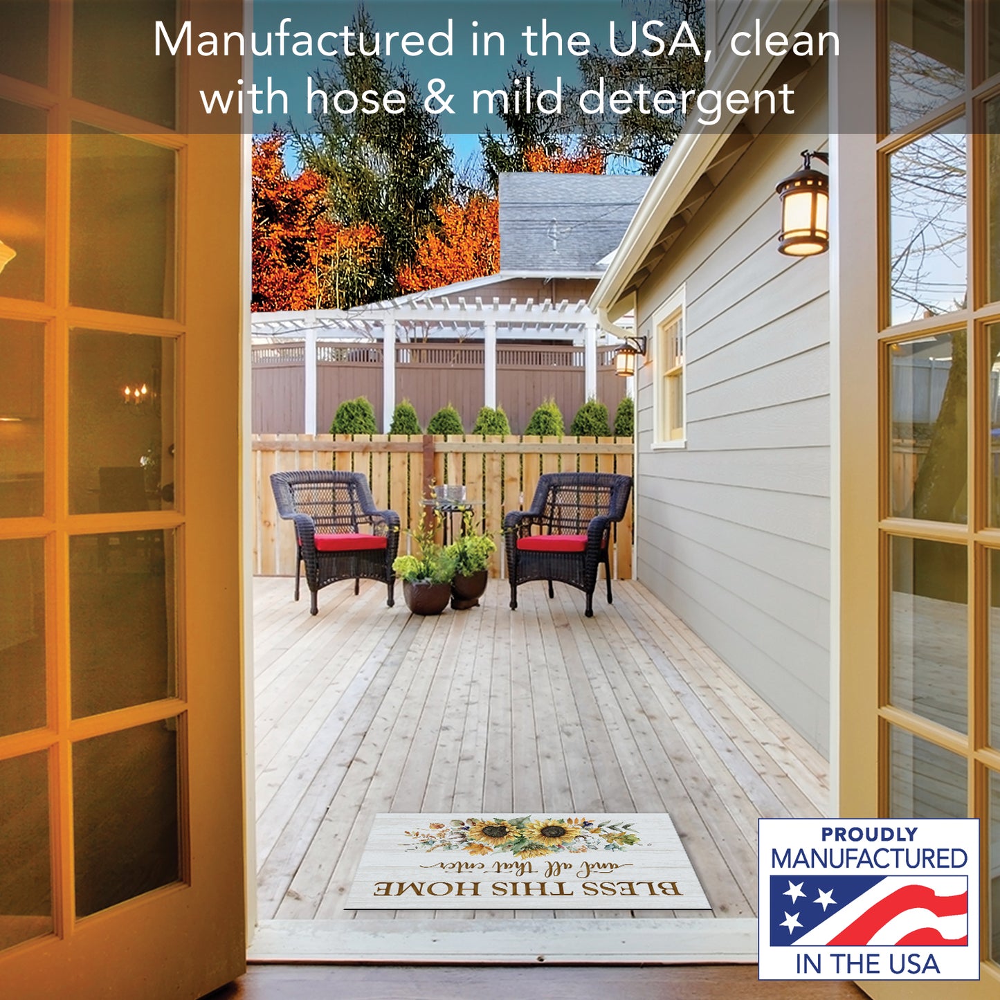 Counterart Bless This Home Fall Indoor/Outdoor Entryway Mat Made in the USA 29.5" by 17.75"