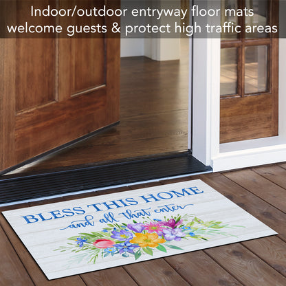 Counterart Welcome All Who Enter Spring Indoor/Outdoor Entryway Floor Mat Manufactured in the USA 29.5" by 17.75"
