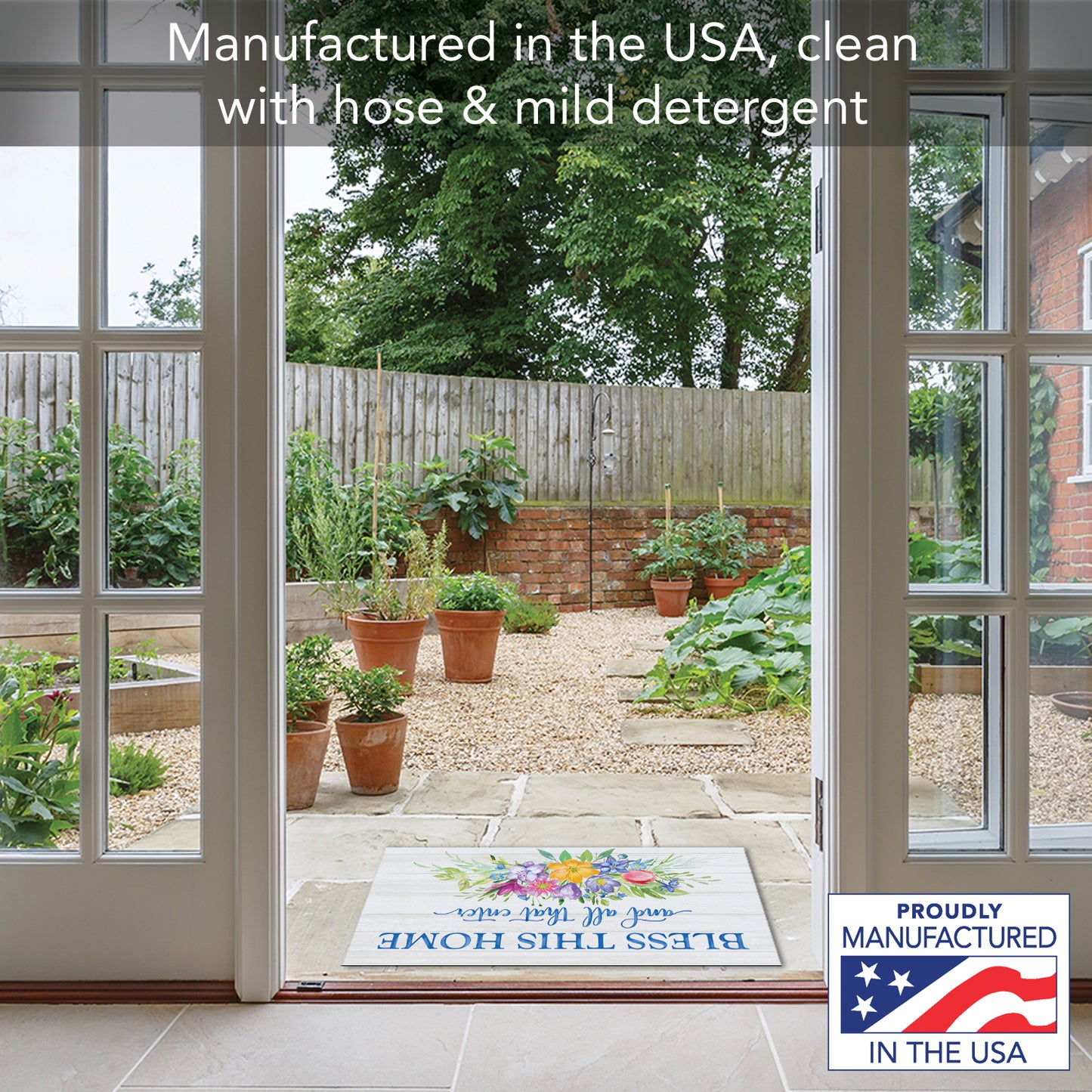 Counterart Welcome All Who Enter Spring Indoor/Outdoor Entryway Floor Mat Manufactured in the USA 29.5" by 17.75"