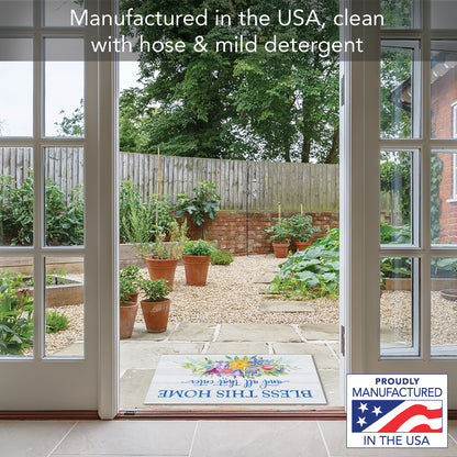 Counterart Welcome All Who Enter Spring Indoor/Outdoor Entryway Floor Mat Manufactured in the USA 29.5" by 17.75"