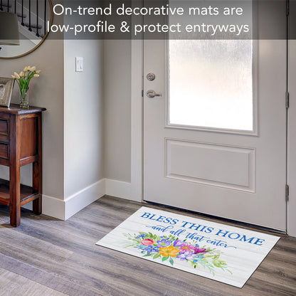 Counterart Welcome All Who Enter Spring Indoor/Outdoor Entryway Floor Mat Manufactured in the USA 29.5" by 17.75"