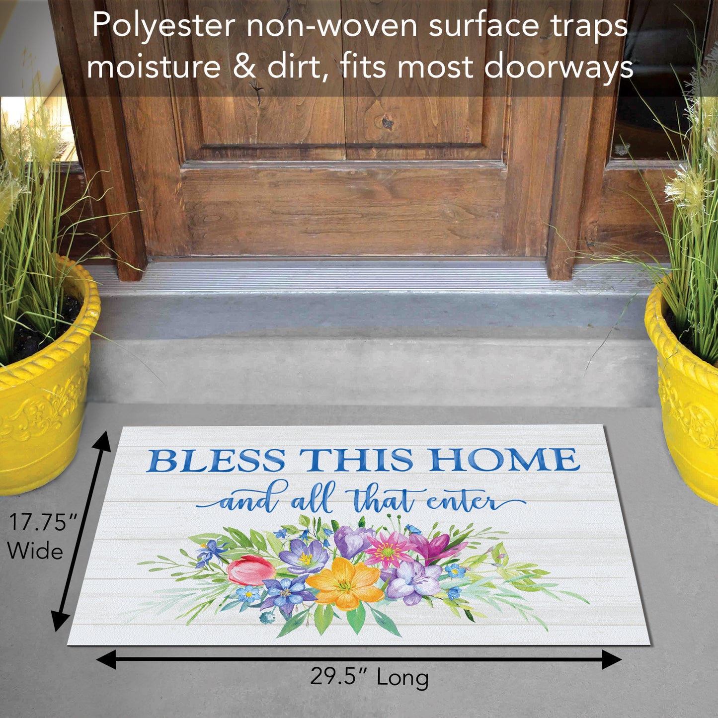 Counterart Welcome All Who Enter Spring Indoor/Outdoor Entryway Floor Mat Manufactured in the USA 29.5" by 17.75"