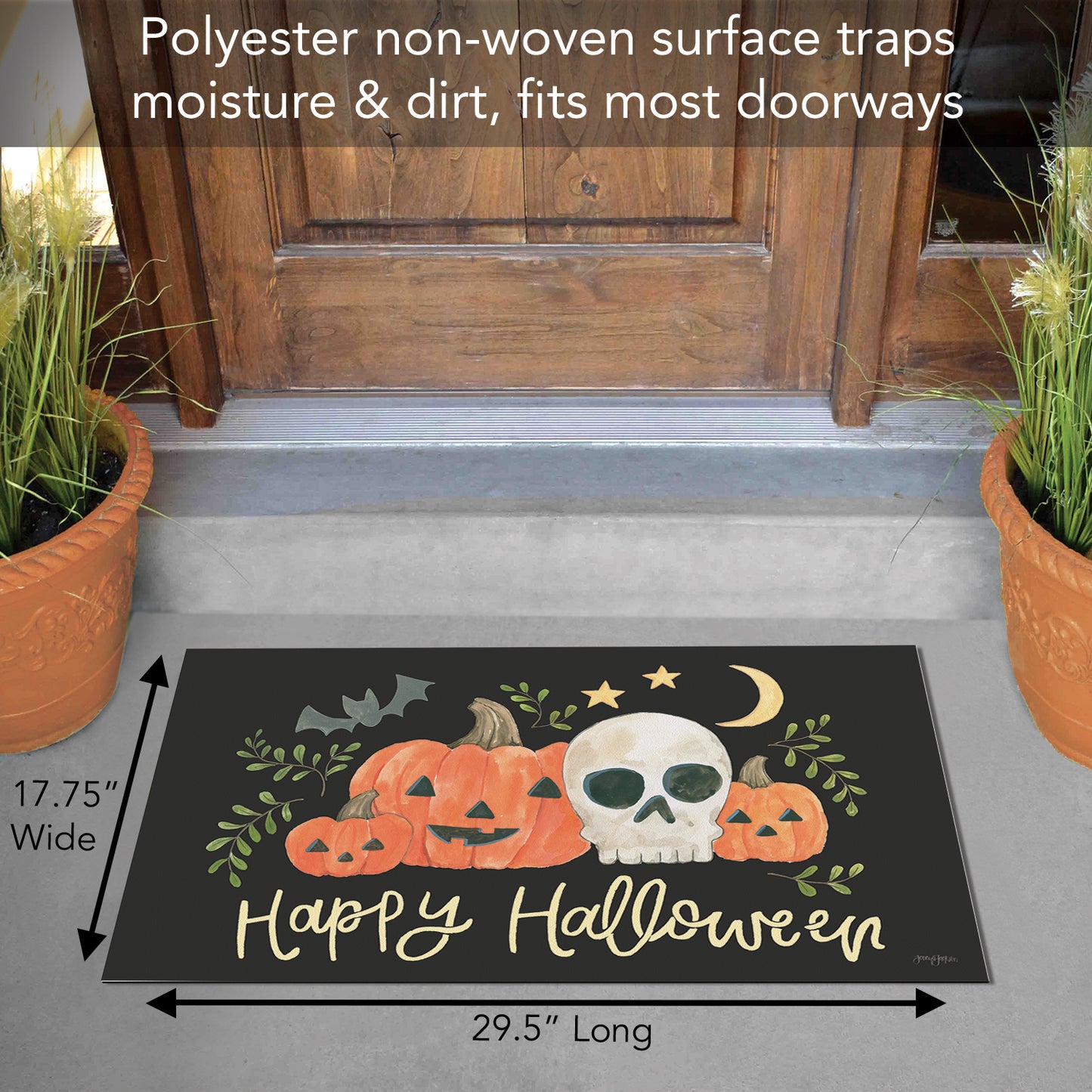 Counterart Spooky Season Indoor/Outdoor Entryway Floor Mat Manufactured in the USA 29.5" by 17.75"