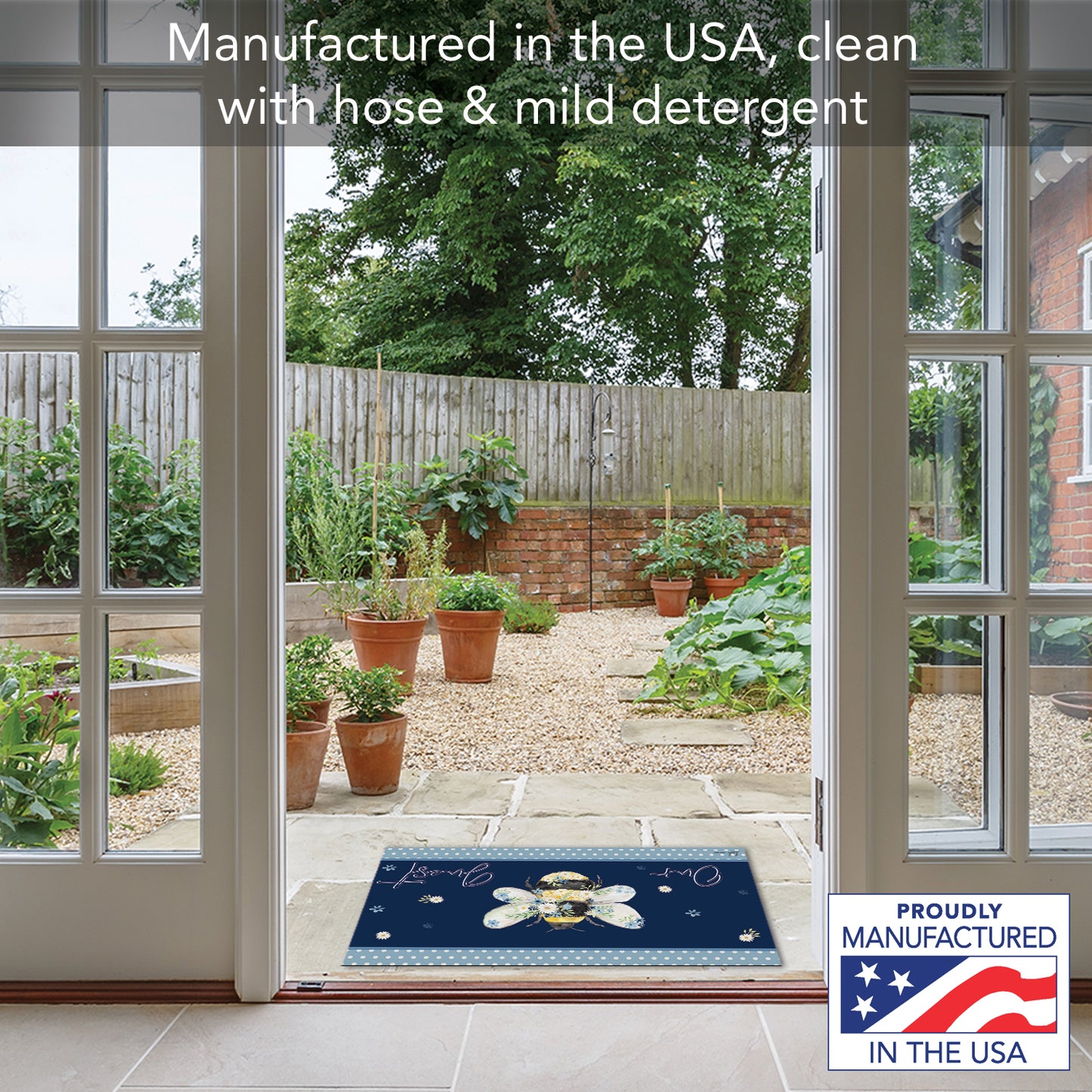 Counterart Bee Our Guest Indoor/Outdoor Entryway Floor Mat Manufactured in the USA 29.5" by 17.75"