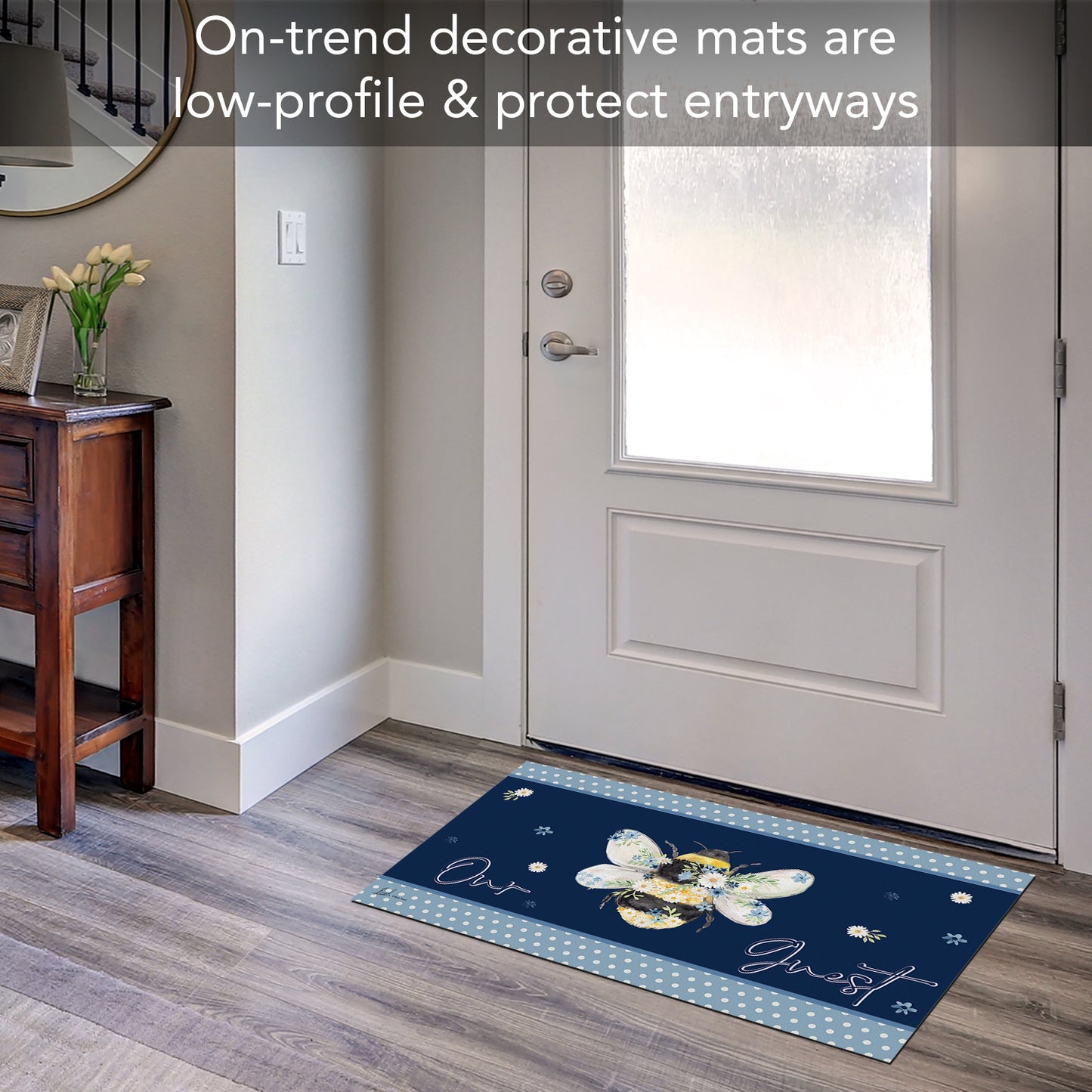 Counterart Bee Our Guest Indoor/Outdoor Entryway Floor Mat Manufactured in the USA 29.5" by 17.75"