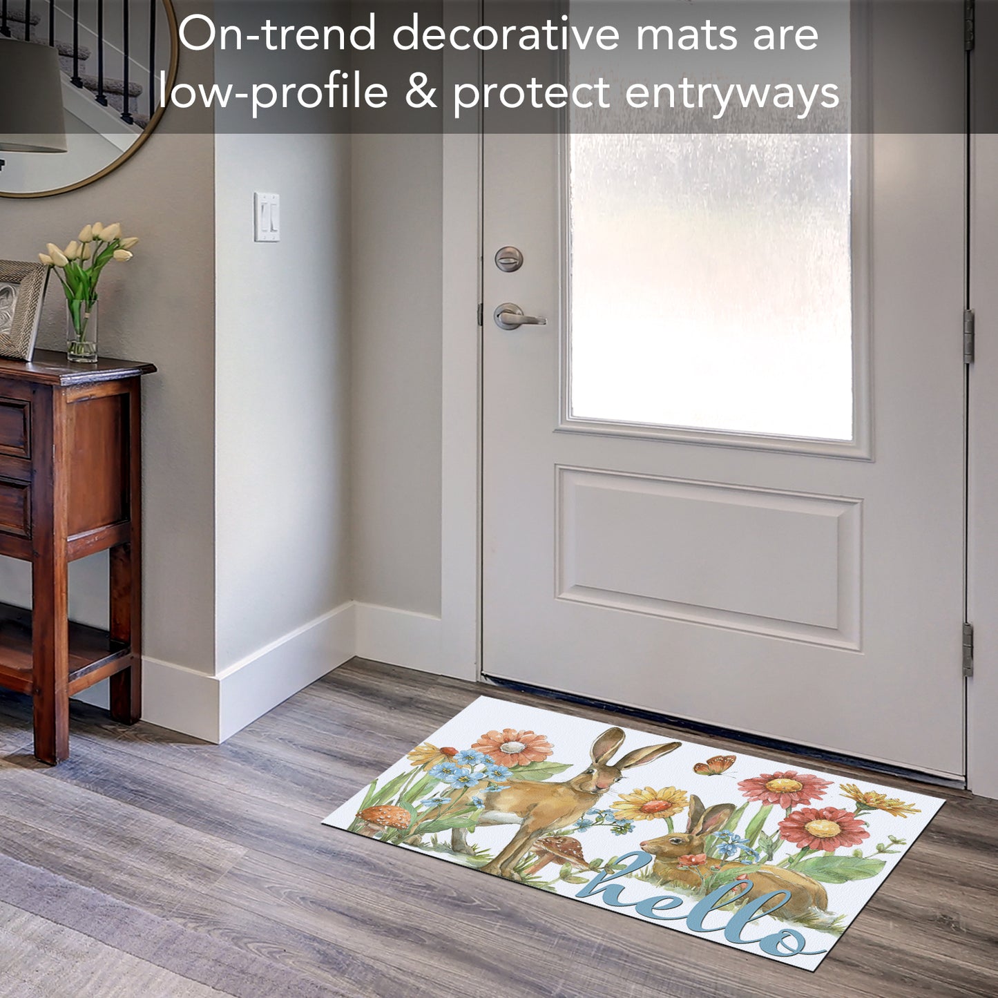 Counterart Garden Bunnies Indoor/Outdoor Entryway Floor Mat Manufactured in the USA 29.5" by 17.75"