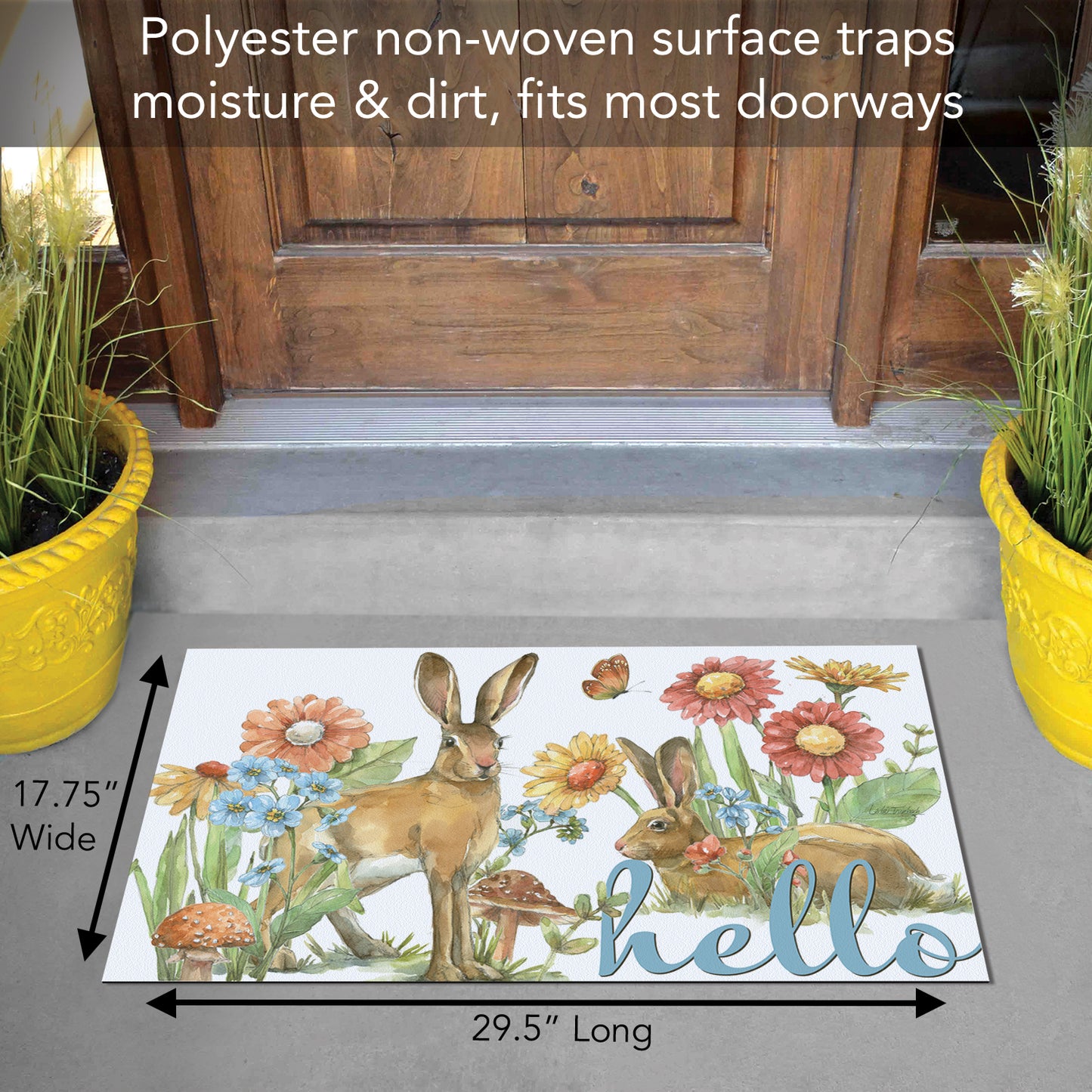 Counterart Garden Bunnies Indoor/Outdoor Entryway Floor Mat Manufactured in the USA 29.5" by 17.75"