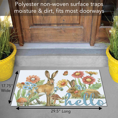 Counterart Garden Bunnies Indoor/Outdoor Entryway Floor Mat Manufactured in the USA 29.5" by 17.75"