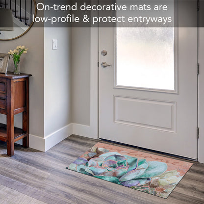 Counterart Succulent Welcome Indoor/Outdoor Entryway Floor Mat Manufactured in the USA 29.5" by 17.75"