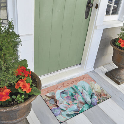 Counterart Succulent Welcome Indoor/Outdoor Entryway Floor Mat Manufactured in the USA 29.5" by 17.75"