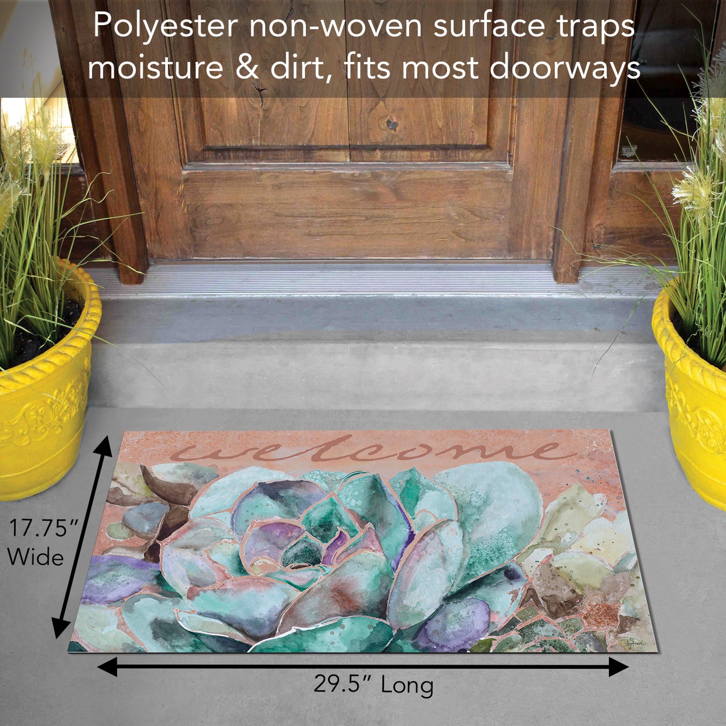 Counterart Succulent Welcome Indoor/Outdoor Entryway Floor Mat Manufactured in the USA 29.5" by 17.75"