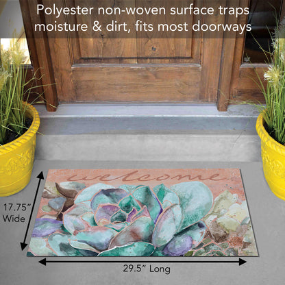 Counterart Succulent Welcome Indoor/Outdoor Entryway Floor Mat Manufactured in the USA 29.5" by 17.75"