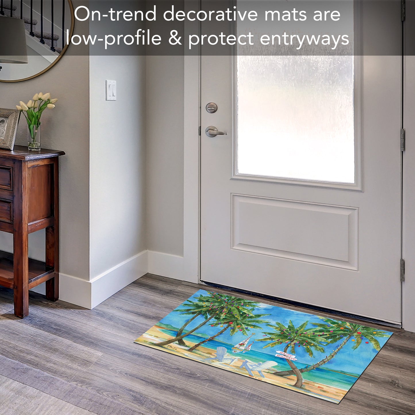 Counterart Holiday Palms Indoor/Outdoor Entryway Floor Mat Manufactured in the USA 29.5" by 17.75"