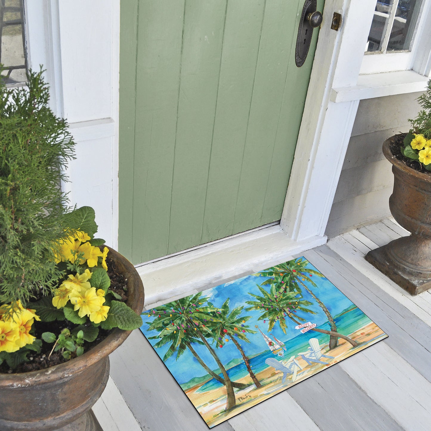 Counterart Holiday Palms Indoor/Outdoor Entryway Floor Mat Manufactured in the USA 29.5" by 17.75"