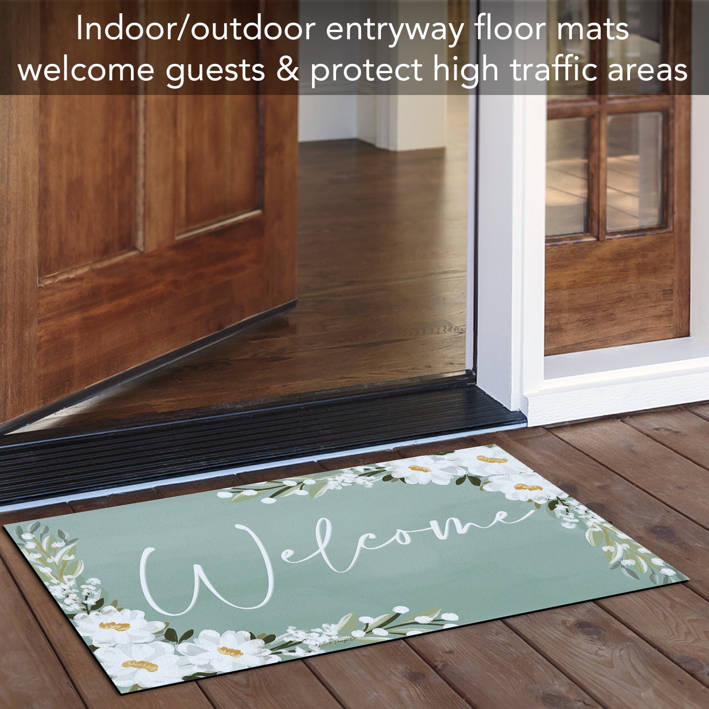Counterart Floral Welcome Indoor/Outdoor Entryway Floor Mat Manufactured in the USA 29.5" by 17.75"