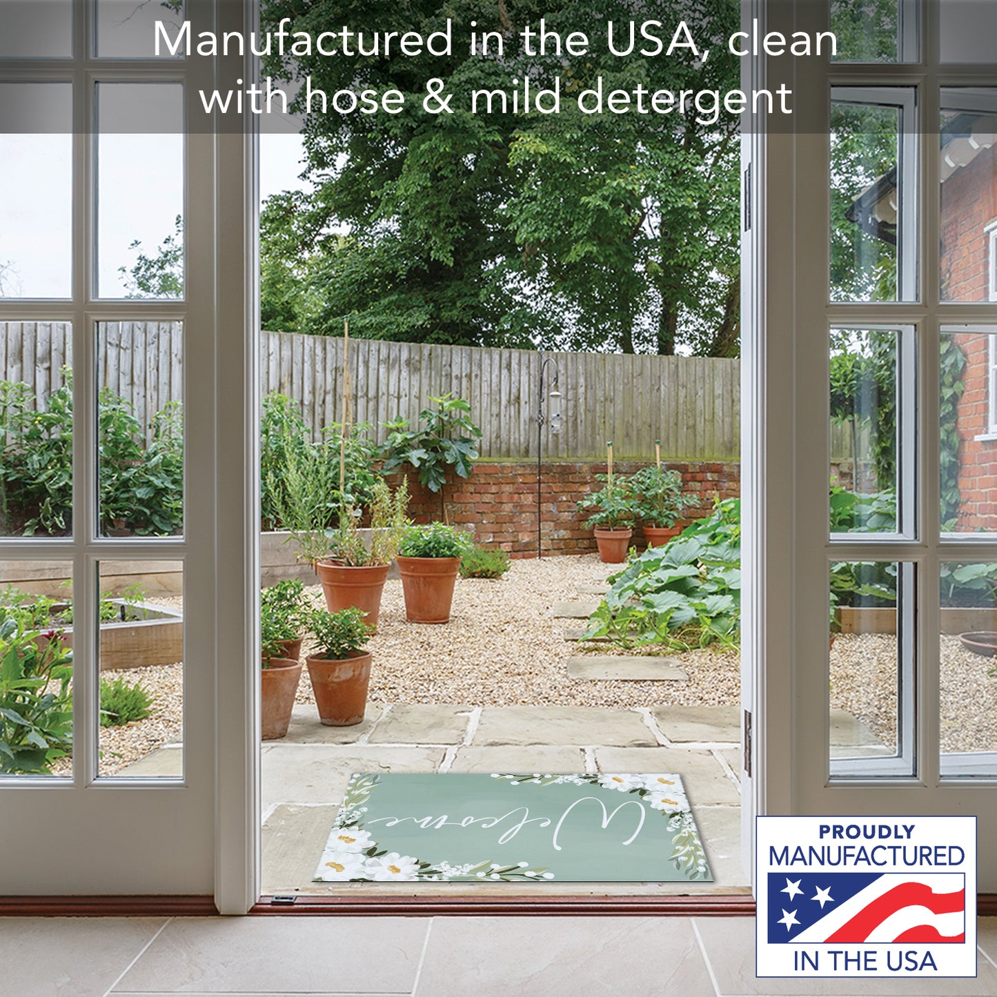 Counterart Floral Welcome Indoor/Outdoor Entryway Floor Mat Manufactured in the USA 29.5" by 17.75"