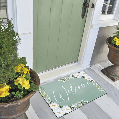 Counterart Floral Welcome Indoor/Outdoor Entryway Floor Mat Manufactured in the USA 29.5" by 17.75"