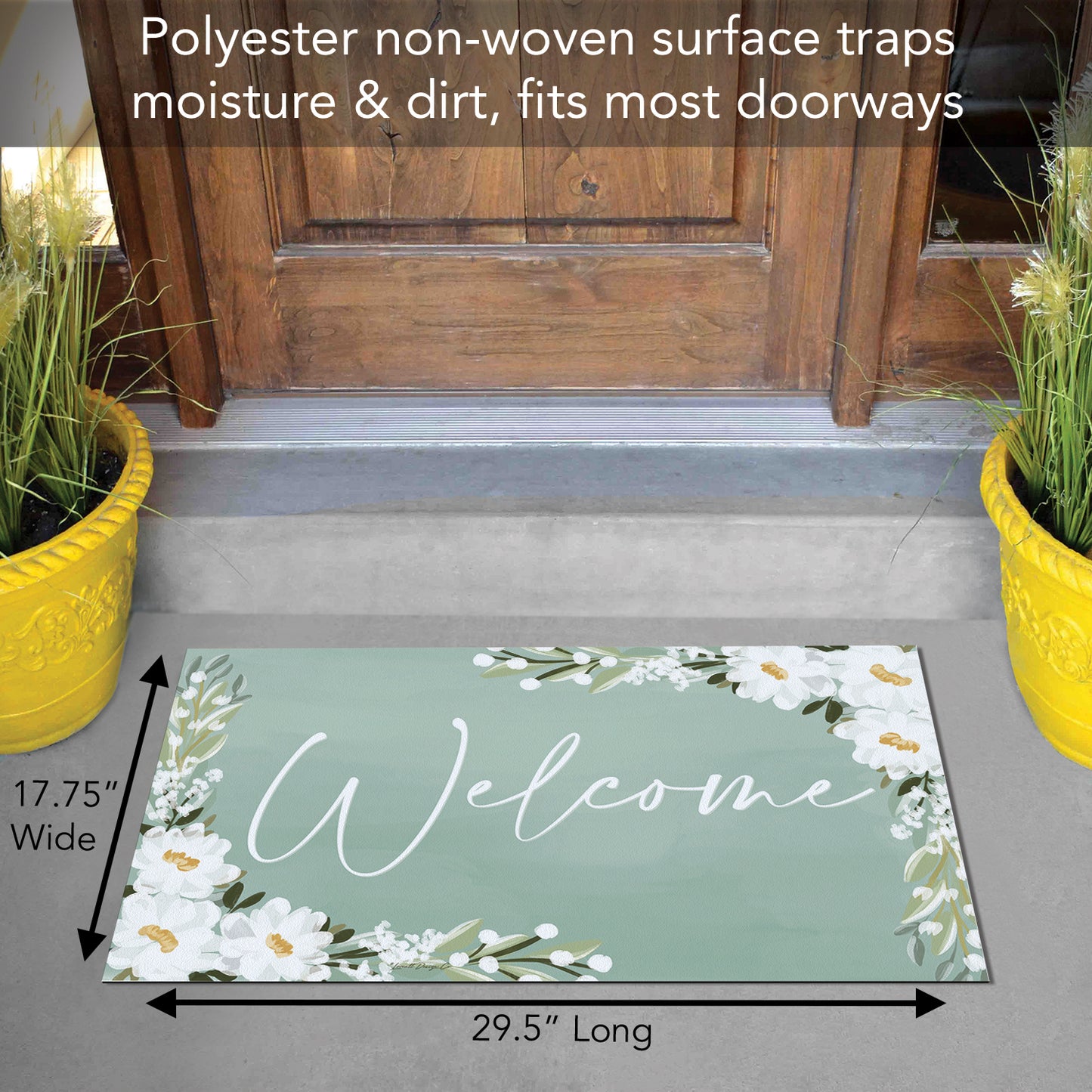 Counterart Floral Welcome Indoor/Outdoor Entryway Floor Mat Manufactured in the USA 29.5" by 17.75"