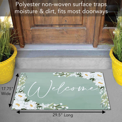 Counterart Floral Welcome Indoor/Outdoor Entryway Floor Mat Manufactured in the USA 29.5" by 17.75"