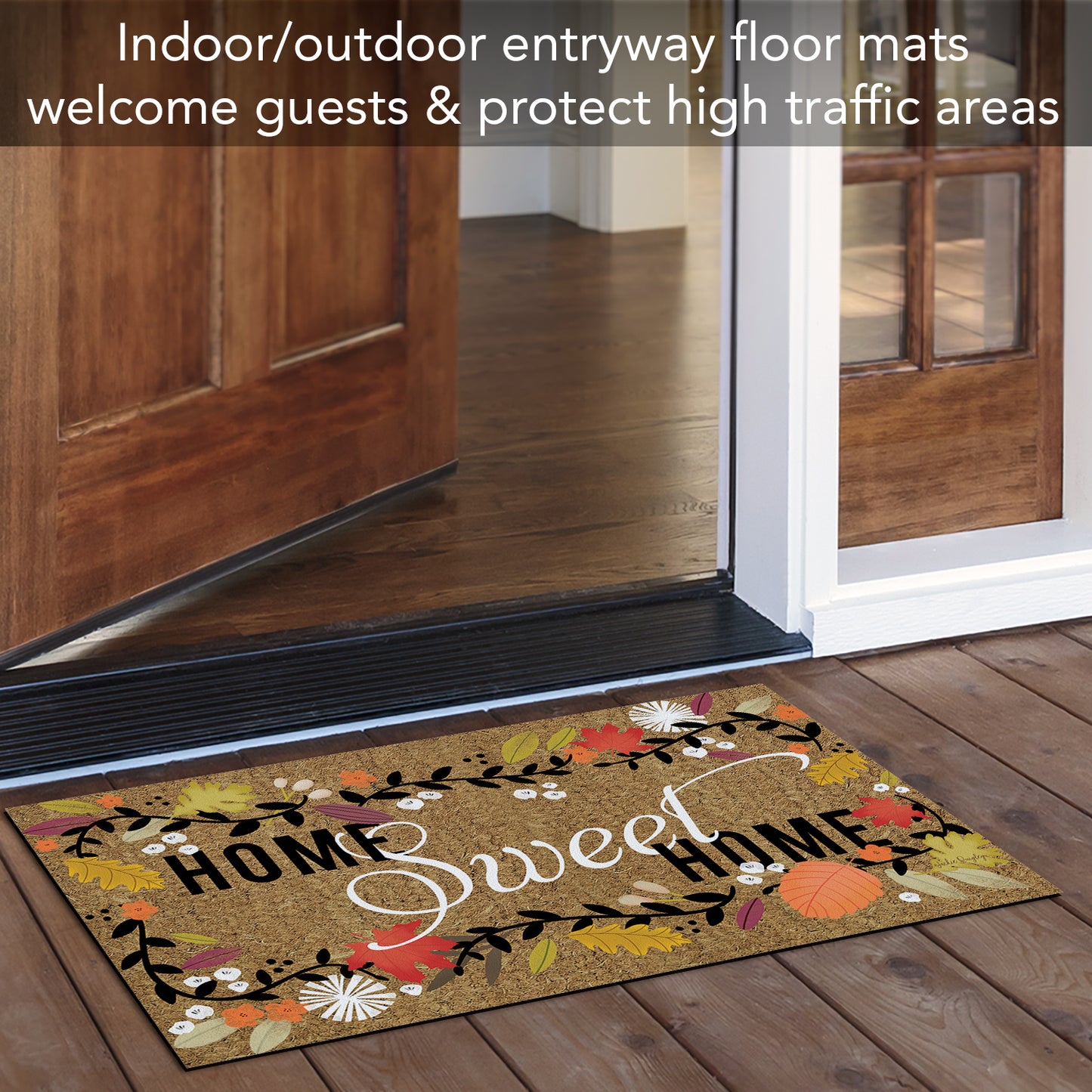 Counterart Fall Home Sweet Indoor/Outdoor Entryway Floor Mat Manufactured in the USA 29.5" by 17.75"