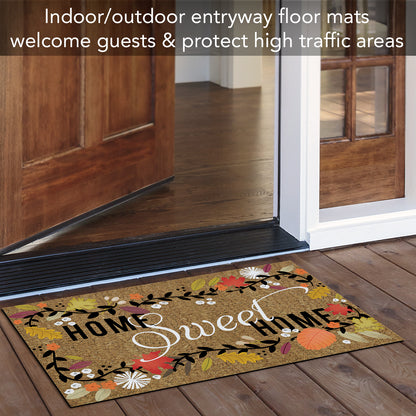 Counterart Fall Home Sweet Indoor/Outdoor Entryway Floor Mat Manufactured in the USA 29.5" by 17.75"