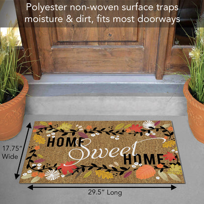 Counterart Fall Home Sweet Indoor/Outdoor Entryway Floor Mat Manufactured in the USA 29.5" by 17.75"