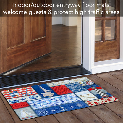 Counterart Nautical Fragment Indoor/Outdoor Entryway Floor Mat Manufactured in the USA 29.5" by 17.75"