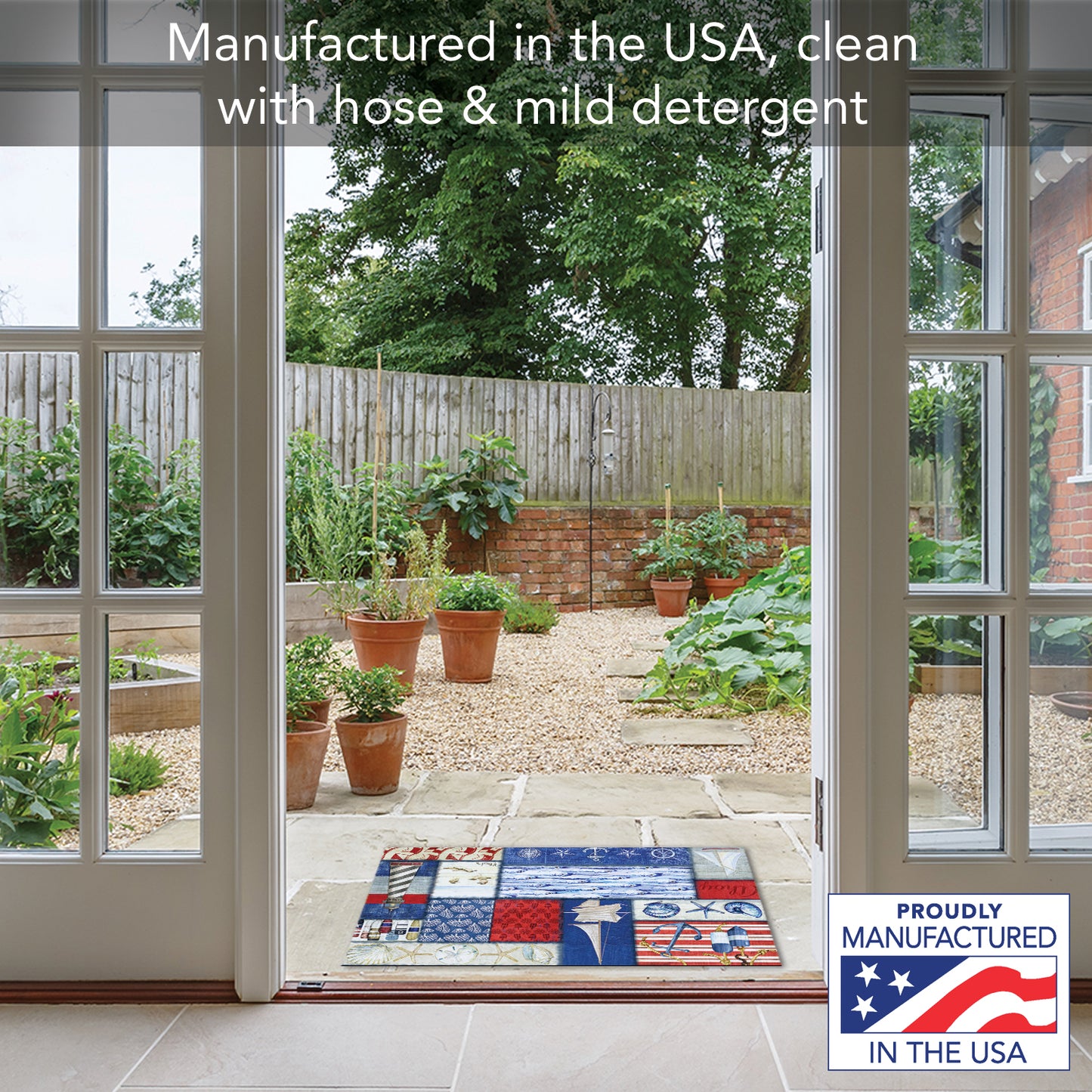 Counterart Nautical Fragment Indoor/Outdoor Entryway Floor Mat Manufactured in the USA 29.5" by 17.75"