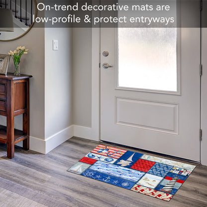 Counterart Nautical Fragment Indoor/Outdoor Entryway Floor Mat Manufactured in the USA 29.5" by 17.75"