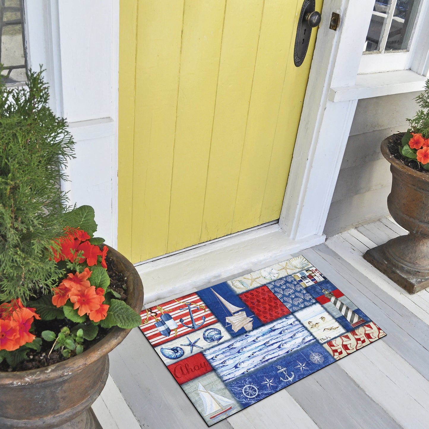 Counterart Nautical Fragment Indoor/Outdoor Entryway Floor Mat Manufactured in the USA 29.5" by 17.75"