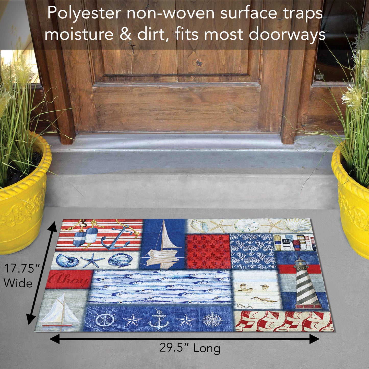 Counterart Nautical Fragment Indoor/Outdoor Entryway Floor Mat Manufactured in the USA 29.5" by 17.75"