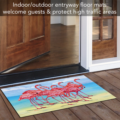 Counterart Flamingo Horizons Indoor/Outdoor Entryway Floor Mat Manufactured in the USA 29.5" by 17.75"