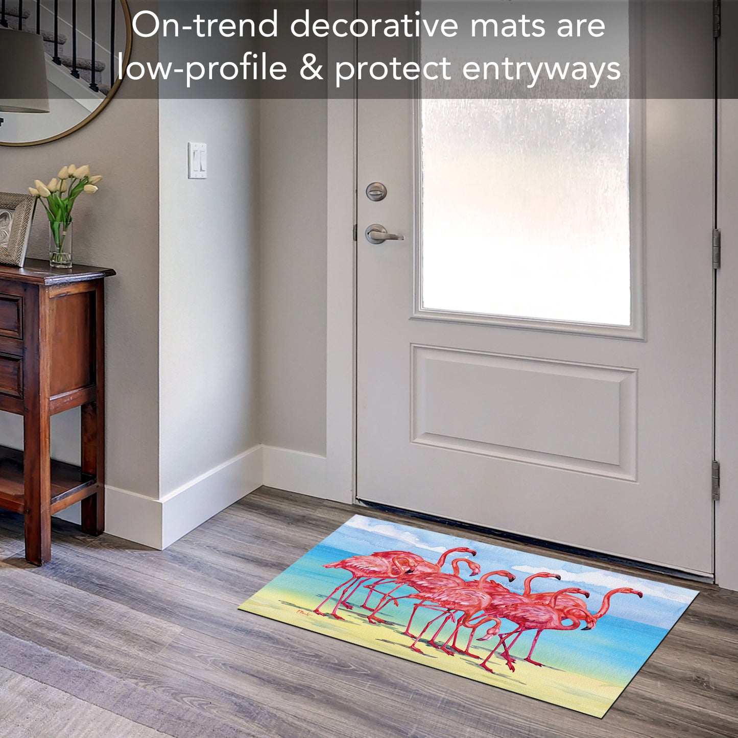 Counterart Flamingo Horizons Indoor/Outdoor Entryway Floor Mat Manufactured in the USA 29.5" by 17.75"