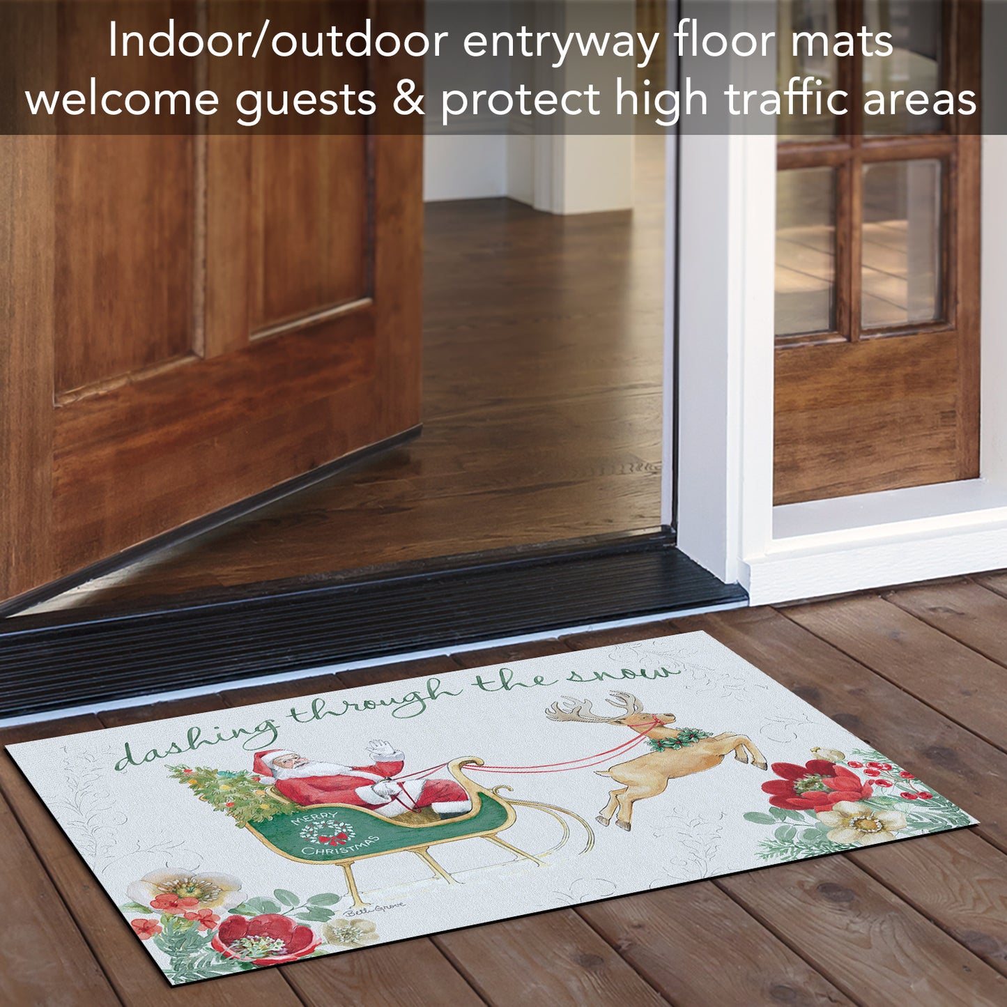 Counterart Holiday Tradition Indoor/Outdoor Entryway Floor Mat Manufactured in the USA 29.5" by 17.75"