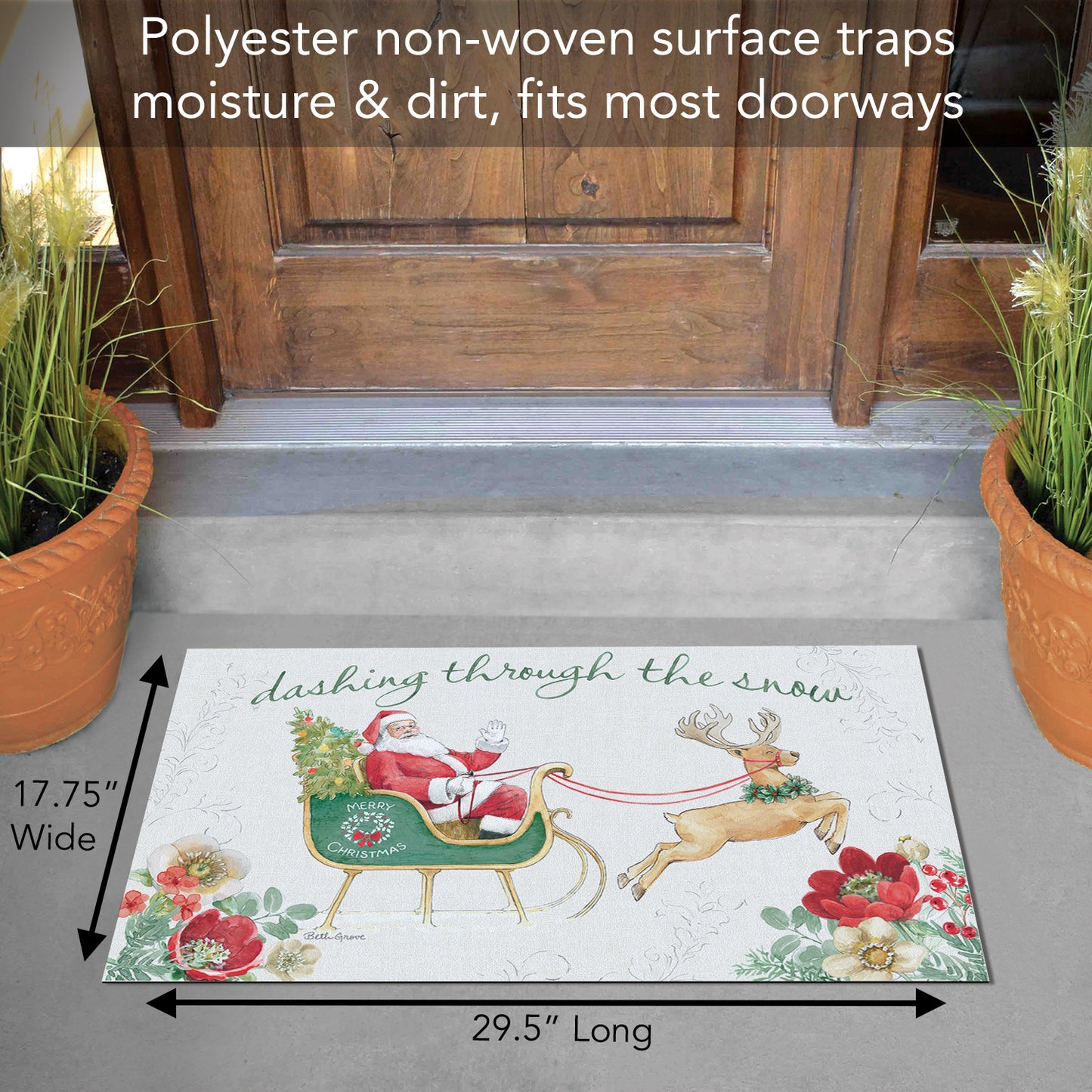 Counterart Holiday Tradition Indoor/Outdoor Entryway Floor Mat Manufactured in the USA 29.5" by 17.75"