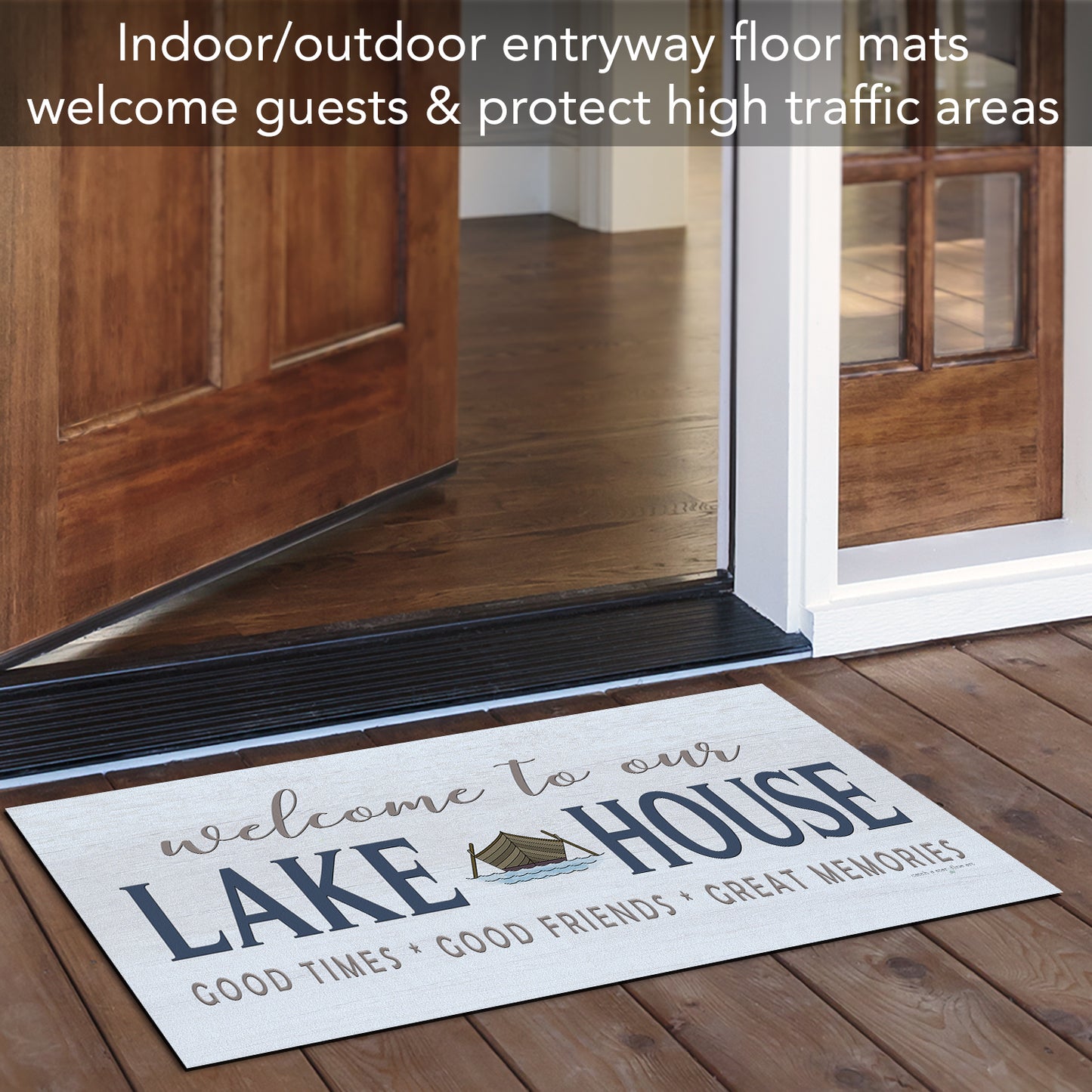 CounterArt Lake House Welcome Indoor/Outdoor Entryway Floor Mat Manufactured in the USA 29.5" by 17.75"