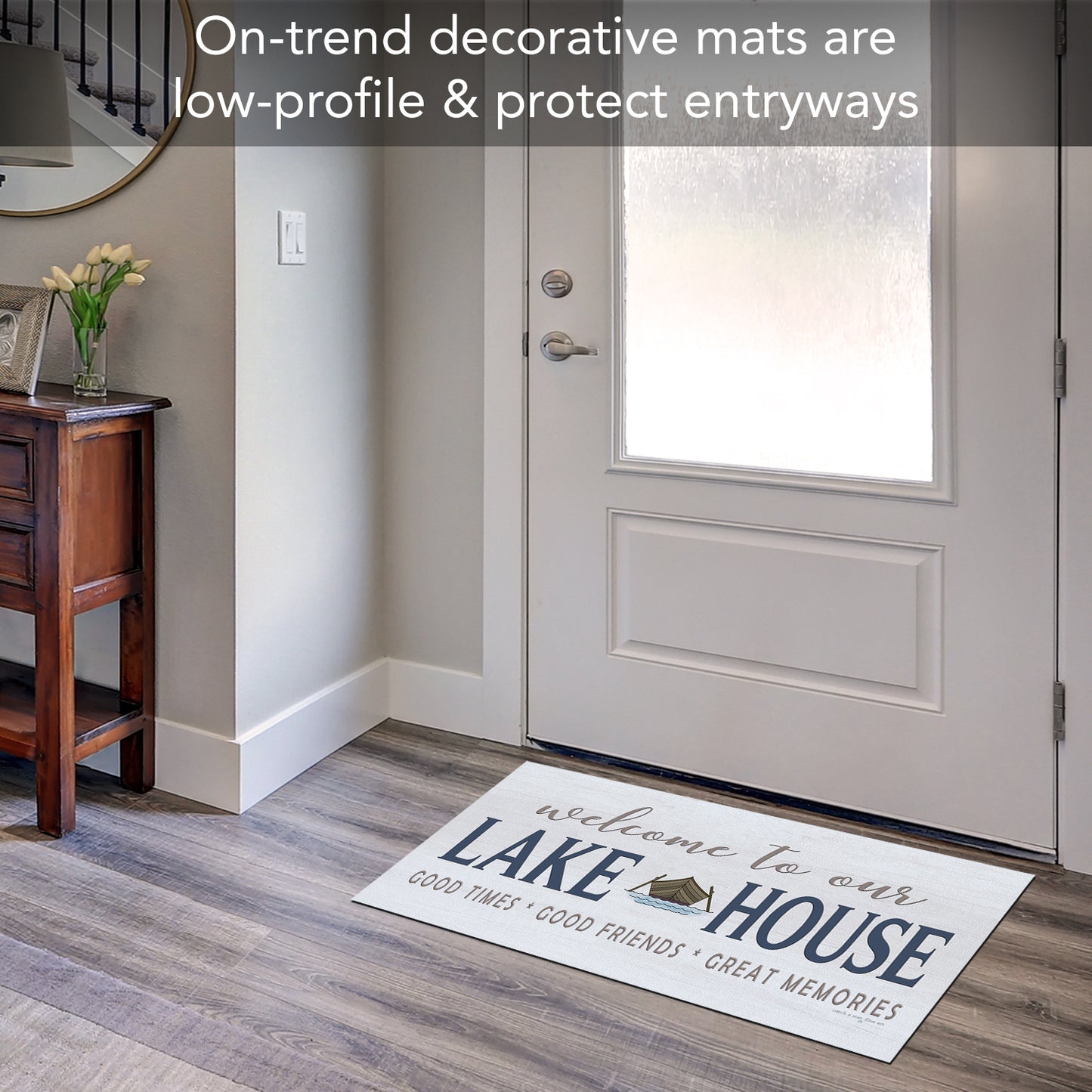 CounterArt Lake House Welcome Indoor/Outdoor Entryway Floor Mat Manufactured in the USA 29.5" by 17.75"