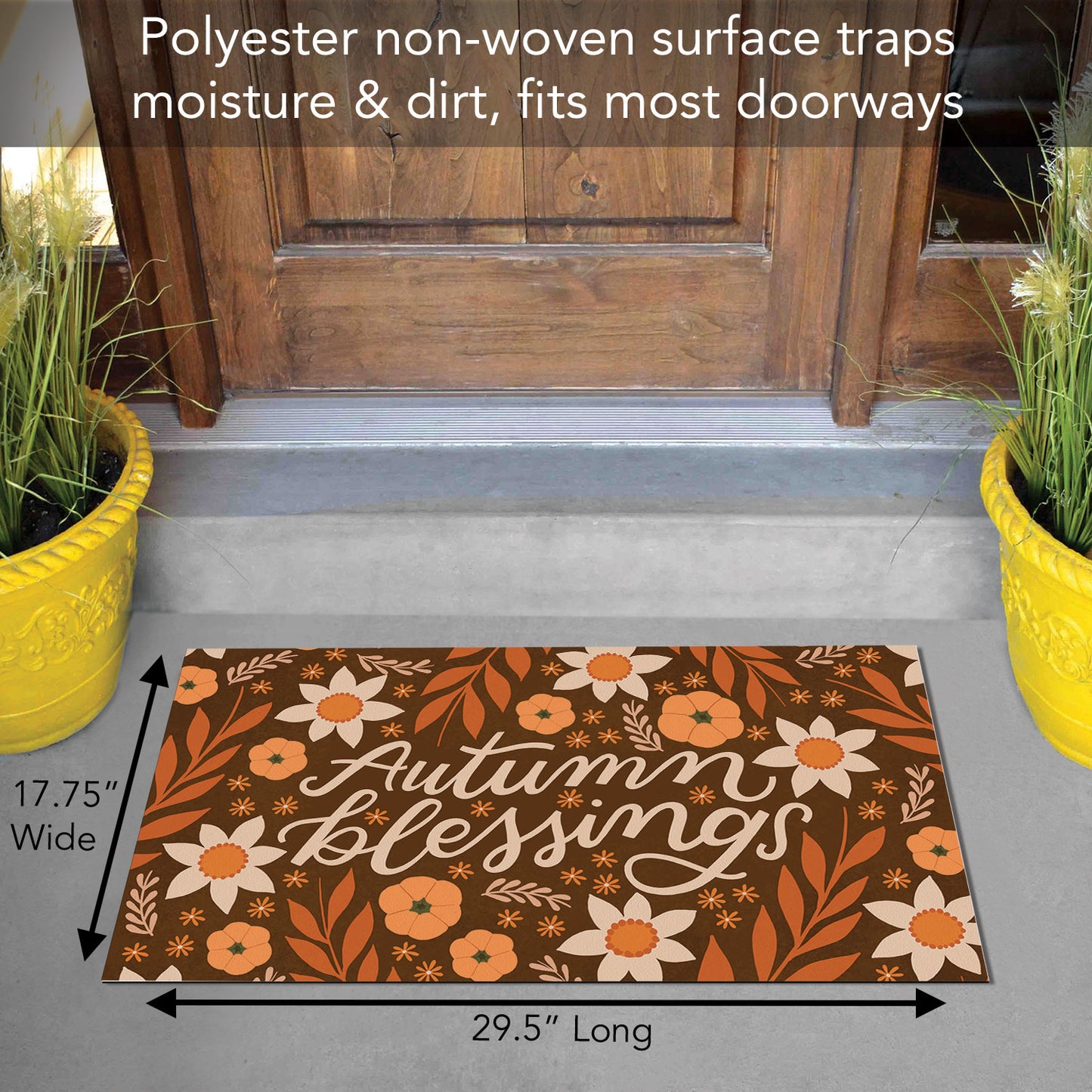 Autumn Blessings Indoor/Outdoor Entryway Floor Mat Manufactured in the USA 29.5" by 17.75"