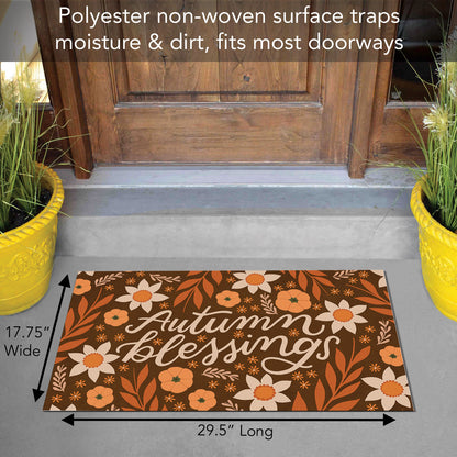 Autumn Blessings Indoor/Outdoor Entryway Floor Mat Manufactured in the USA 29.5" by 17.75"