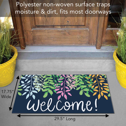 Wildflower Welcome Indoor/Outdoor Entryway Floor Mat Manufactured in the USA 29.5" by 17.75"