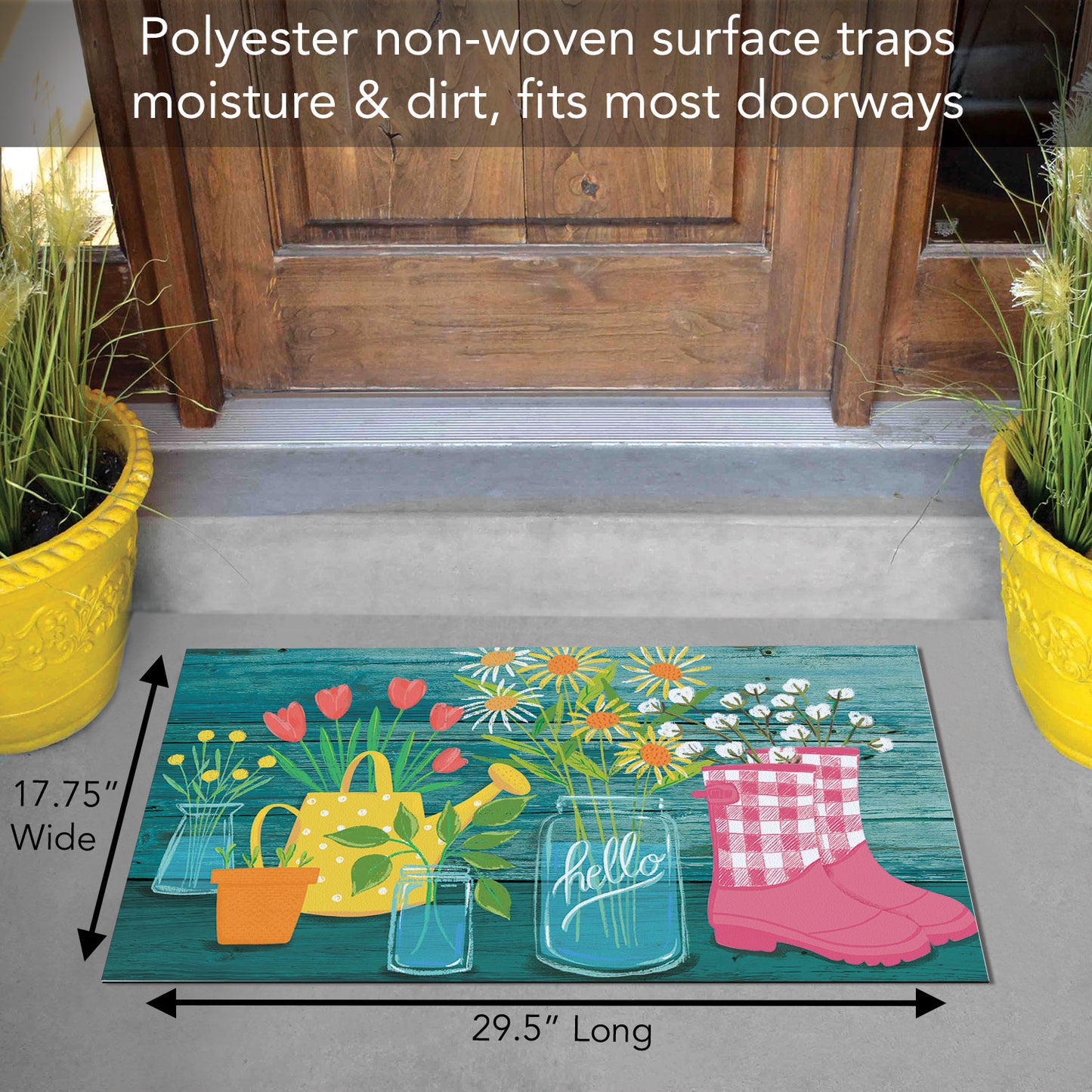 Spring Blooms Indoor/Outdoor Entryway Floor Mat Manufactured in the USA 29.5" by 17.75"