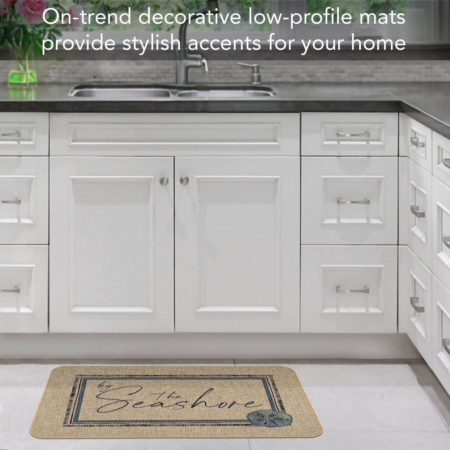 Counterart by The Seashore Decorative Indoor/Outdoor Natural Linen Look Floor Mat with Recycled Rubber Back Manufactured in The USA 29.5" x 17.75"