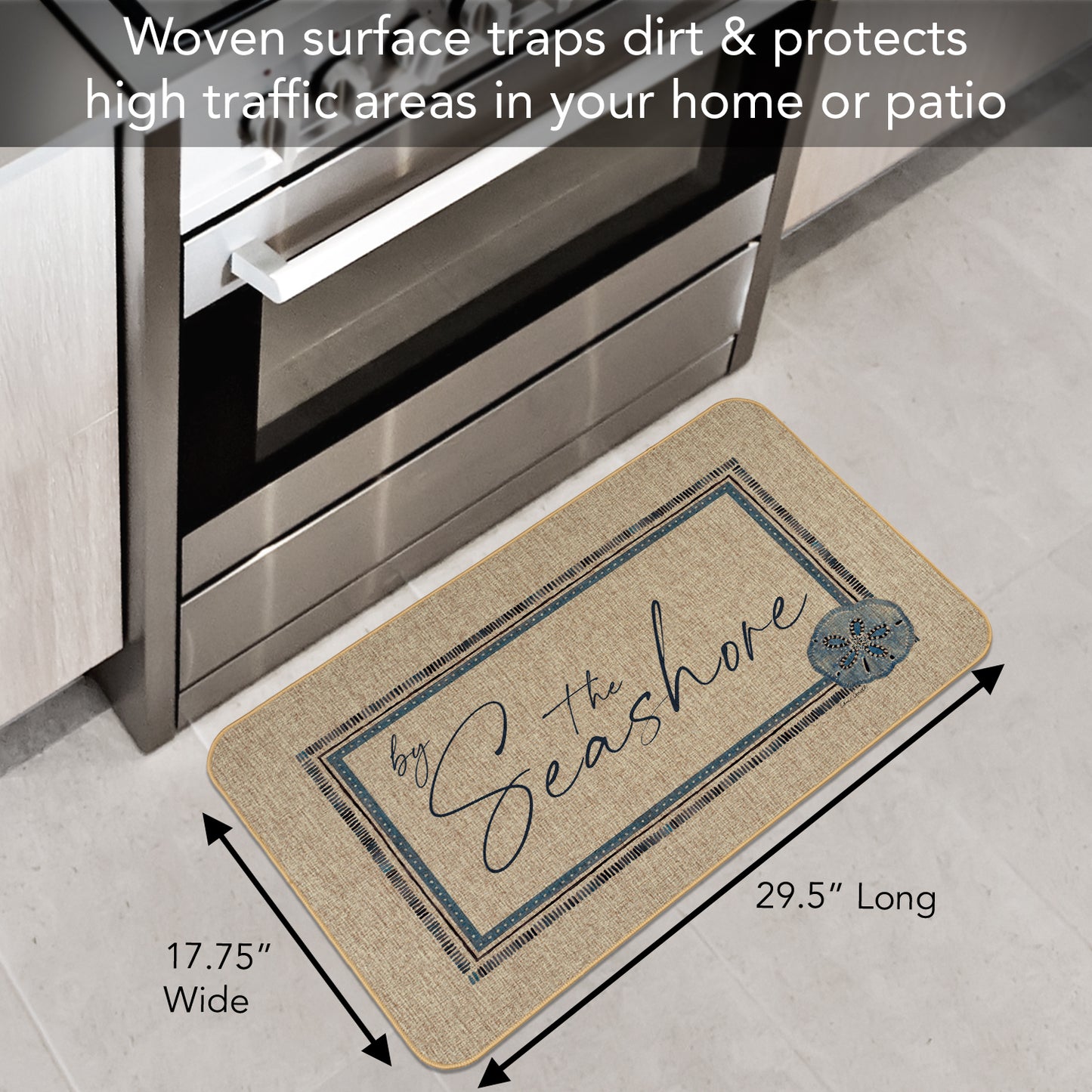 Counterart by The Seashore Decorative Indoor/Outdoor Natural Linen Look Floor Mat with Recycled Rubber Back Manufactured in The USA 29.5" x 17.75"