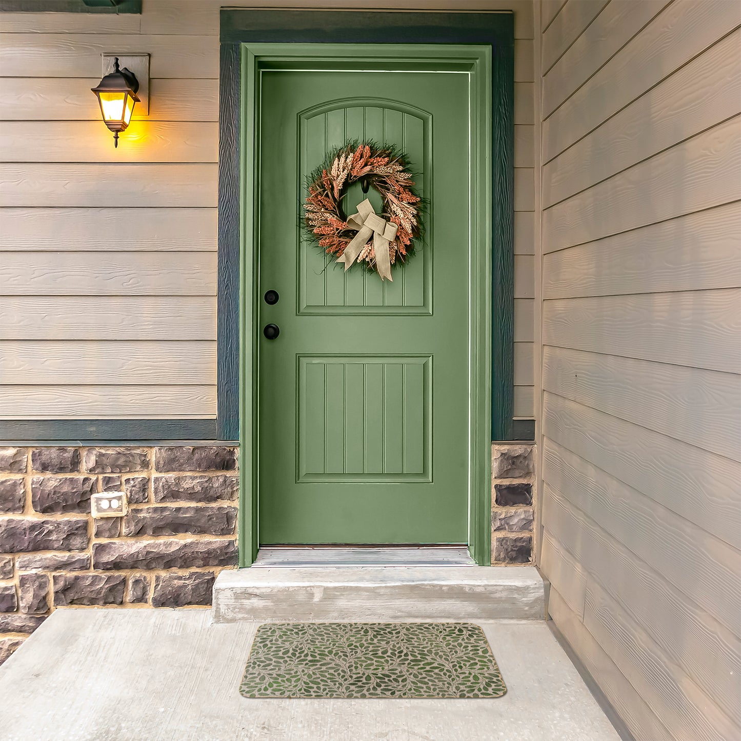 Counterart Verde Garden Decorative Indoor/Outdoor Natural Linen Look Floor Mat with Recycled Rubber Back Manufactured in The USA 29.5” x 17.75”